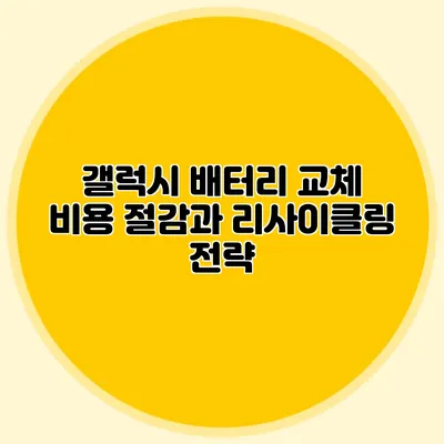 갤럭시 배터리 교체 비용 절감과 리사이클링 전략