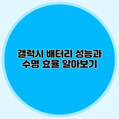 갤럭시 배터리 성능과 수명 효율 알아보기