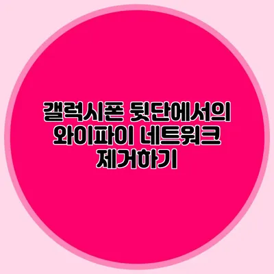 갤럭시폰 뒷단에서의 와이파이 네트워크 제거하기