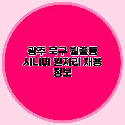 광주 북구 월출동 시니어 일자리 채용 정보