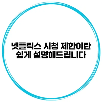 넷플릭스 시청 제한이란? 쉽게 설명해드립니다