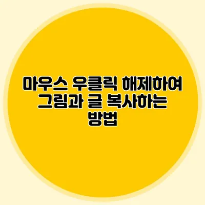 마우스 우클릭 해제하여 그림과 글 복사하는 방법