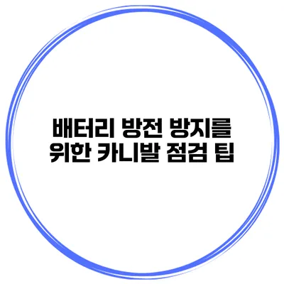 배터리 방전 방지를 위한 카니발 점검 팁
