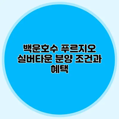 백운호수 푸르지오 실버타운 분양 조건과 혜택
