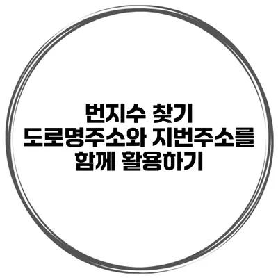 번지수 찾기 도로명주소와 지번주소를 함께 활용하기