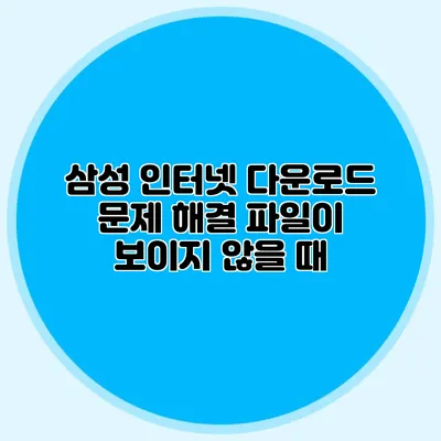 삼성 인터넷 다운로드 문제 해결 파일이 보이지 않을 때