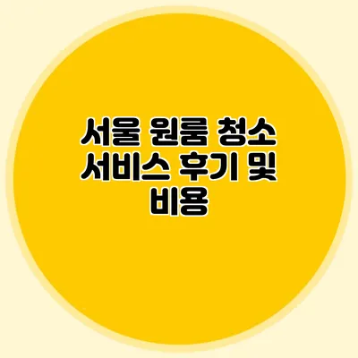 서울 원룸 청소 서비스 후기 및 비용