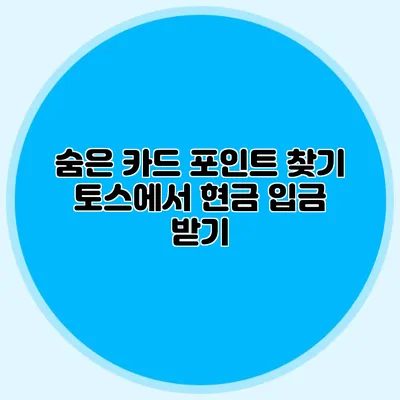 숨은 카드 포인트 찾기 토스에서 현금 입금 받기
