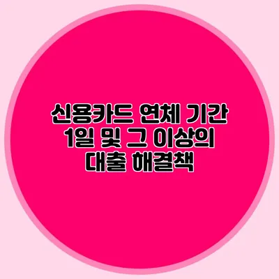 신용카드 연체 기간 1일 및 그 이상의 대출 해결책