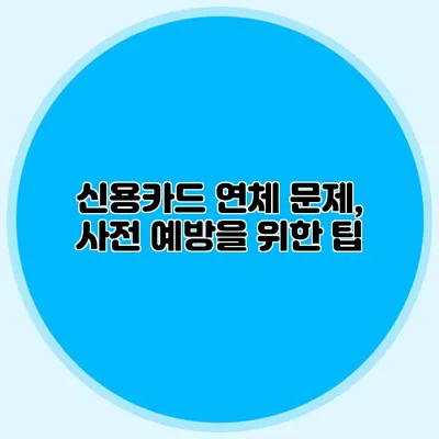 신용카드 연체 문제, 사전 예방을 위한 팁