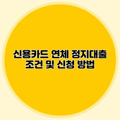 신용카드 연체 정지대출: 조건 및 신청 방법