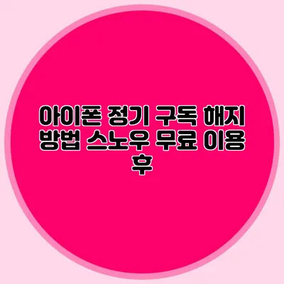 아이폰 정기 구독 해지 방법 스노우 무료 이용 후