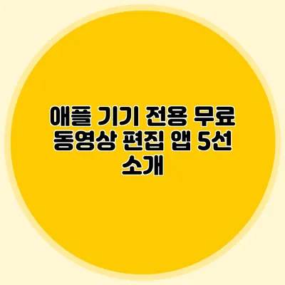 애플 기기 전용 무료 동영상 편집 앱 5선 소개