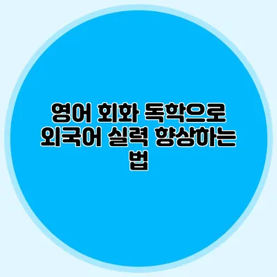 영어 회화 독학으로 외국어 실력 향상하는 법