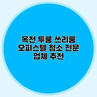 옥천 투룸 쓰리룸 오피스텔 청소 전문 업체 추천