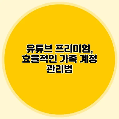 유튜브 프리미엄, 효율적인 가족 계정 관리법