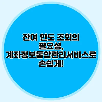 잔여 한도 조회의 필요성, 계좌정보통합관리서비스로 손쉽게!