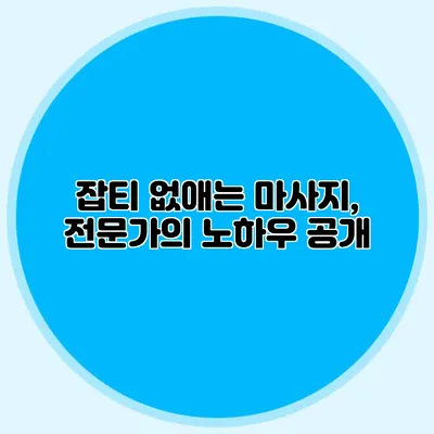잡티 없애는 마사지, 전문가의 노하우 공개