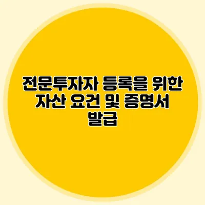 전문투자자 등록을 위한 자산 요건 및 증명서 발급