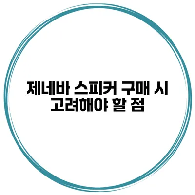 제네바 스피커 구매 시 고려해야 할 점