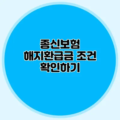 종신보험 해지환급금 조건 확인하기