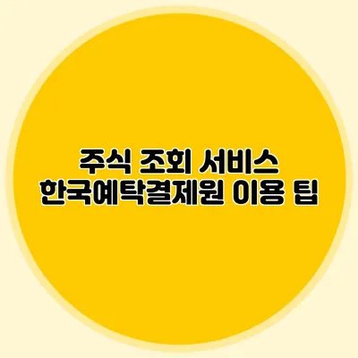 주식 조회 서비스 한국예탁결제원 이용 팁