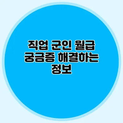 직업 군인 월급 궁금증 해결하는 정보
