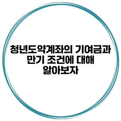 청년도약계좌의 기여금과 만기 조건에 대해 알아보자
