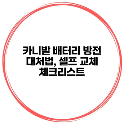 카니발 배터리 방전 대처법, 셀프 교체 체크리스트