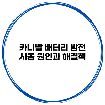 카니발 배터리 방전 시동 원인과 해결책