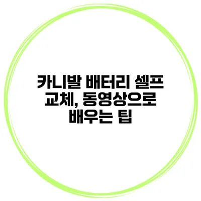 카니발 배터리 셀프 교체, 동영상으로 배우는 팁
