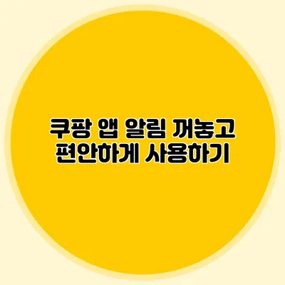 쿠팡 앱 알림 꺼놓고 편안하게 사용하기