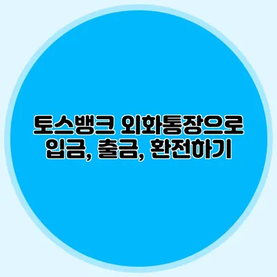 토스뱅크 외화통장으로 입금, 출금, 환전하기