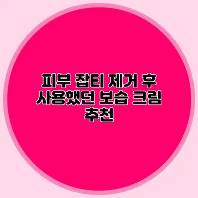 피부 잡티 제거 후 사용했던 보습 크림 추천