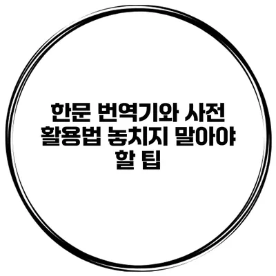 한문 번역기와 사전 활용법 놓치지 말아야 할 팁