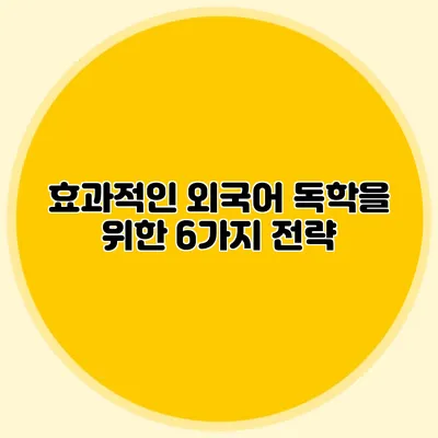 효과적인 외국어 독학을 위한 6가지 전략